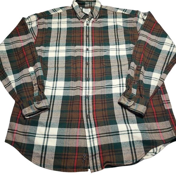 Vintage Field Gear Plaid Flannel Size Large Tall Button Down Heavyweight Cotton - Picture 1 of 8